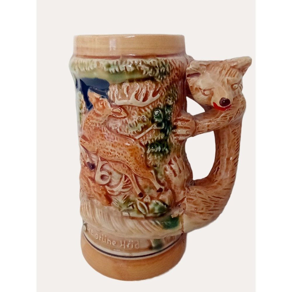 Vintage 1968 Handcrafted Forestry Stein with A Fox Handle